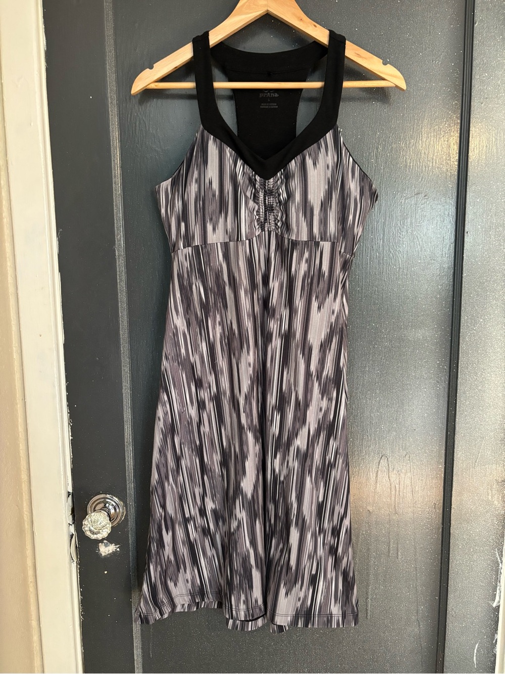 Prana Black & Gray Patterned Midi Dress